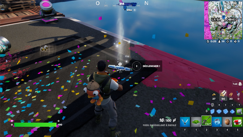 Interagiere mit Konfettikanonen in Rave Cave in Fortnite, Gute-Vibes Herausforderungen Saison 3 Kapitel 3